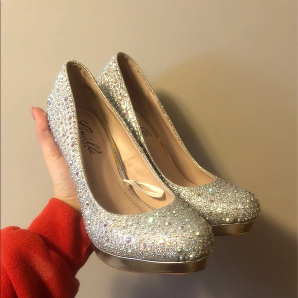 Camille La Vie Shoes - Silver glam and Glitter heels
